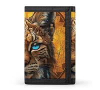 RTFGHJS Portefeuille à trois volets pour homme, porte-monnaie fin en forme d'aile d'ange avec pince à billets et porte-cartes de crédit avec 8 emplacements pour cartes, Bobcat aux yeux bleus, Taille
