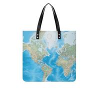 RTFGHJS Sac fourre-tout en cuir avec motif carte du monde pour femme avec boucle magnétique et sac à main