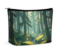 RTFNGLS Enchanted Wilderness Fantasy on Dark Green Portable Travel Toiletries Makeup Bag Bathroom Storage Bag Makeup Bag Portable Makeup Bag Large Capacity Travel Makeup Bag Organize, Style, One Size,