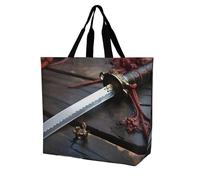 RTFNGLS Japon Samurai Sword Sac à bandoulière pour femme Sac fourre-tout à bandoulière polyvalent Sac fourre-tout de voyage Sac fourre-tout de fitness pour les voyages de fitness, style, 40 x 40 x 16