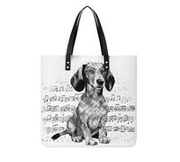 RTFNGLS Sacs à main pour femme Teckel Notes de musique Sacs à main Hobo en cuir végétalien tendance pour femme - Sacs à main pour le travail, les voyages, une utilisation décontractée, cadeaux