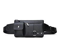 RTGGSEL Sac banane imperméable en cuir synthétique pour homme, sac banane pour voyage, randonnée, cyclisme, noir, Large, Sacs à dos Sling