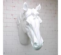 RTGGSEL Support mural rétro en résine synthétique - Taxidermie - Sculpture de tête d'animal - Décoration murale (30 x 8,9 x 14 cm) - Blanc