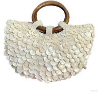 RTHANO Sac à main avec perles sur un seul côté - Portefeuille de soirée - Sac à main d'été - Pour femme - Pour voyage, fête de mariage, vacances