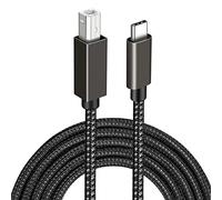 Rtinle Câble Imprimante USB C, 3 Mètres Câble Type C Mâle vers USB B Mâle Câble Scanner Nylon Tressé Compatible avec MacBook Pro Air iPad Pro Air iMac Pro Chromebook Pixel XPS 17 15, Gris