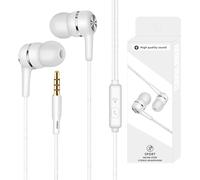Rtinle Écouteurs Filaire,Écouteurs Intra-Auriculaires,avec Microphone et Controle Volume,Jack 3.5mm Universel,Ergonomique oreillette Filaire stéréo,pour iPhone,Smartphones Android,MP3 etc.(Blanc)