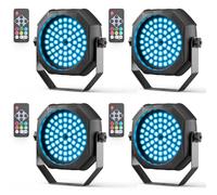Rtktoup 4PCS Mini Rechargeable Projecteur Par LED Sans Fil, 60 x 0.5W LED 2200mAh Batterie Stroboscope avec Télécommande, Éclairage de Scène pour DJ Disco Bar Fête Mariage Halloween Noël