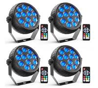 Rtktoup 4PCS RGB Rechargeable Par LED Sans Fil, 12 LED Batterie Lampe de Scène avec Télécommande et Son Activé Lumière Disco, Éclairage de Scène pour Fête Bar Scène DJ Mariage Halloween Noël