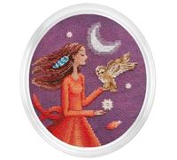 RTO C70002 Kit de broderie au point de croix Motif fille et hibou 12,5 x 14,5 cm