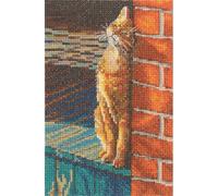 RTO Kit de broderie au point de croix compté Motif chat roux M1073 Sunny Grumbler avec fils DMC Tissu Aida Zweigart 14 ct Tableau numérique inclus