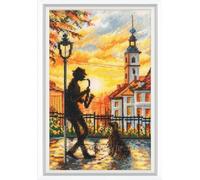 RTO Kit de broderie au point de croix "Jazz le matin", motif à compter, 16x23,5cm