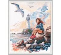 RTO Kit de broderie au point de croix "La mer de mes rêves", modèle à compter, 22,5x28cm