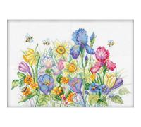 RTO Kit de point de croix "Fleurs de jardin" M095, modèle à compter, 35x25 cm