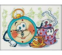 RTO Kit de point de croix horloge murale "Réveil amusant" M40001, motif à compter, 24x18 cm