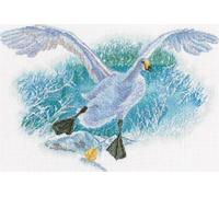 RTO Kit de point de croix "Oie blanche sur neige blanche", motif à compter, 36,5x24,5cm