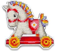 RTO Kit de point de croix sur plaque de bois "Cheval II" EHW053, dessin de broderie pré-dessiné, 9.5x9 cm