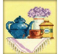 RTO Kit de point de croix "Une tasse de thé le matin" H198, motif à compter, 10x10 cm