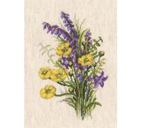 RTO Set de point de croix 'Bouquet de fleurs avec bouton d'or' m527, motif à compter, 16x24 cm