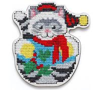 RTO Set de point de croix sur plaque en bois 'Cat' ehw038, motif de broderie, 8.1x8.9 cm