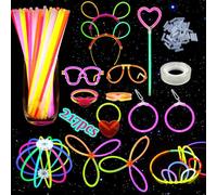 RtottiM Bracelet Fluorescent Lumineux, 217 Pièces Party Pack inclure 100 Bâtons Fluo & 100 Connecteurs, Accessoires Fluo Soirée, Gadgets Néon pour Décorations Anniversaire Noël Cotillons Nouvel