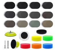 Rtppyakk Lot de 131 disques abrasifs avec papier abrasif grain 60-10000, kit de restauration de phares de voiture pour ponçage humide et sec