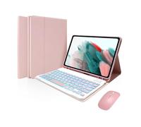 RTQAZWSXE YSJX Ensemble Clavier et étui adapté à l'iPad Pro 11 Pouces 2024/2025 Universel(Pink+Backlit Keyboard+Mouse)