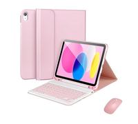RTQAZWSXE YSJX Ensemble Clavier et étui adapté à l'iPad Pro 11 Pouces 2024/2025 Universel(Pink+Keyboard+Mouse)