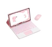 RTQAZWSXE YSJX Ensemble Clavier et étui adapté à l'iPad Pro 11 Pouces 2024/2025 Universel(Pink+Touch Backlit KB+Mouse)