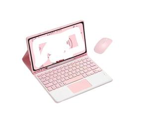 RTQAZWSXE YSJX Ensemble Clavier et étui adapté à l'iPad Pro 11 Pouces 2024/2025 Universel(Pink+Touch Keyboard+Mouse)