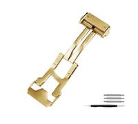 RTRCAGAKM 18mm 22mm Fit for Hublot Bracelet en cuir de silicone Boucle de montre Bouton Argent Noir Or Boucle en acier inoxydable massif(Golden,18mm)