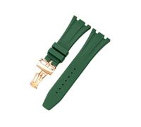 RTRCAGAKM Bracelet de montre en caoutchouc de silicone compatible for Audemars for Piguet et for Royal Oak AP15400 15202 15703(Green-Rose gold-Z1)