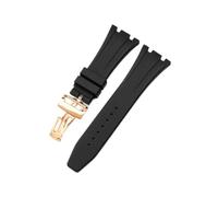 RTRCAGAKM Bracelet de montre en caoutchouc de silicone compatible for Audemars for Piguet et for Royal Oak AP15400 15202 15703(Black-Rose gold-Z1)