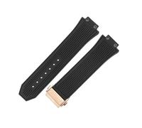 RTRCAGAKM Bracelet de montre en Silicone adapté for Hublot 441, Bracelet à Interface convexe à bouche surélevée mâle 27x17mm, Bracelet de montre en caoutchouc(Black-Rose-Z2)