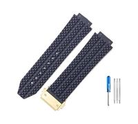 RTRCAGAKM Interface convexe 25 * 17mm 26 * 19mm bracelet en Silicone adapté for Hublot bracelet de montre en caoutchouc accessoires bracelet(J01-Blue-Golden-Z2)