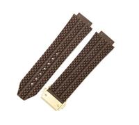 RTRCAGAKM Interface convexe 25 * 17mm 26 * 19mm bracelet en Silicone adapté for Hublot bracelet de montre en caoutchouc accessoires bracelet(J01-Brown-Golden-Z2)