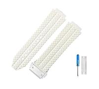 RTRCAGAKM Interface convexe 25 * 17mm 26 * 19mm bracelet en Silicone adapté for Hublot bracelet de montre en caoutchouc accessoires bracelet(J01-White-Steel-Z2)