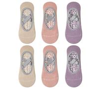RTRTGS 3 Paires Chaussettes de Yoga Antidérapantes, Chaussette avec Poignées pour Femmes De Pilates en Coton pour Barre Ballet Danse Fitness,Tanz und Ballet,violet,Kaki,Rose