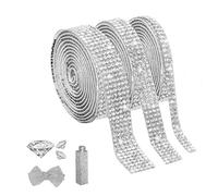 RTRTGS 3 Ruban Strass Autocollant Diamant Chaîne De Strass en Crista,Ruban Autocollant de Strass,Chaîne à Strass,Bande Paillettes Autocollant pour Bricolage Artisanat d’Art Vêtements, 3 Size