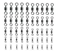 RTRTGS 50pcs Émerillons Roulants De Pêche avec pour Pêche,robuste pour pêche à oeil rond crochet de pêche Accessoires(10 tailles,5 de chaque)