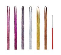 RTRTGS 6 Couleurs Extensions de Cheveux Colorées,Mèches de Cheveux Tinsel,Tinsel de Cheveux,Extensions de Paillettes de Cheveux,Kit d'extension de Cheveux