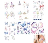 RTRTGS 6pcs Tatouage Enfant Fille, Styles Paillette Tatouage Papillon Tatouage Ephemere pour Cadeau Fille Jouet Fille, Stickers Papillon Petit Cadeau Enfant Pinata Anniversaire Fille Invites