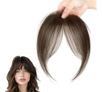 RTRTGS Frange à Clip Extension de Cheveux Humains, Plate pour Visage, Fausse Naturel, Clips avec Pince à Cheveux et Tempes, Extension 3D Hair Bangs Clip, Perruque pour Femmes