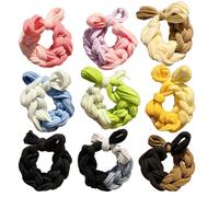 RTRTGS sans Couture, 9 Pièces, Tressé, Multicolore pour Queue de Cheval, Tiraillement ni Dommage, Pour Cheveux Épais et Bouclés, Élastique Fille Bébé Enfants, Elastiques à Cheveux Chouchou