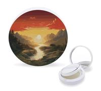RTSEBVN Boîte à éponges de maquillage à coussin d'air portable avec impression soleil levant - Boîte de houppette rechargeable pour fond de teint liquide fait maison BB crème, style, taille unique