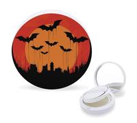 RTSEBVN Boîte à éponges de maquillage à coussin d'air portable orange avec impression de papier peint - Boîte à houppette rechargeable pour fond de teint liquide fait maison BB crème, style, taille