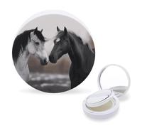 RTSEBVN Boîte à éponges de maquillage portable avec motif chevaux noirs et blancs - Boîte de houppette rechargeable pour fond de teint liquide fait maison BB crème, style, taille unique, Style
