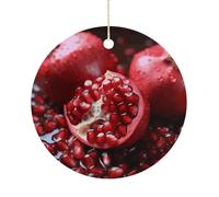 RTSEBVN Cercle de Noël personnalisé Grenade Fruit Impression Ornement de Noël Artisanat en céramique Décorations à suspendre pour la décoration de vacances, taille unique, céramique, céramique, taille