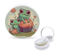 RTSEBVN Étui portable pour éponges de maquillage à coussin d'air avec impression deux grenouilles - Boîte à houppette rechargeable pour fond de teint liquide fait maison BB crème, style, taille unique