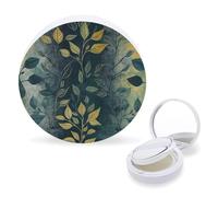 RTSEBVN Étui pour éponges de maquillage à coussin d'air - Portable - Vert clair - Impression de feuilles - Boîte de houppette rechargeable pour le corps - Pour fond de teint liquide fait maison BB