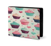 RTSEBVN Joli portefeuille en cuir sergé avec porte-cartes Fashio Cupcake Candy Hearts Sweet Printing Petit portefeuille adapté pour les voyages quotidiens, style, taille unique, portefeuille en cuir